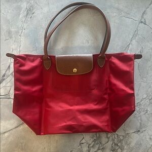 Red Longchamp Le Pliage Tote